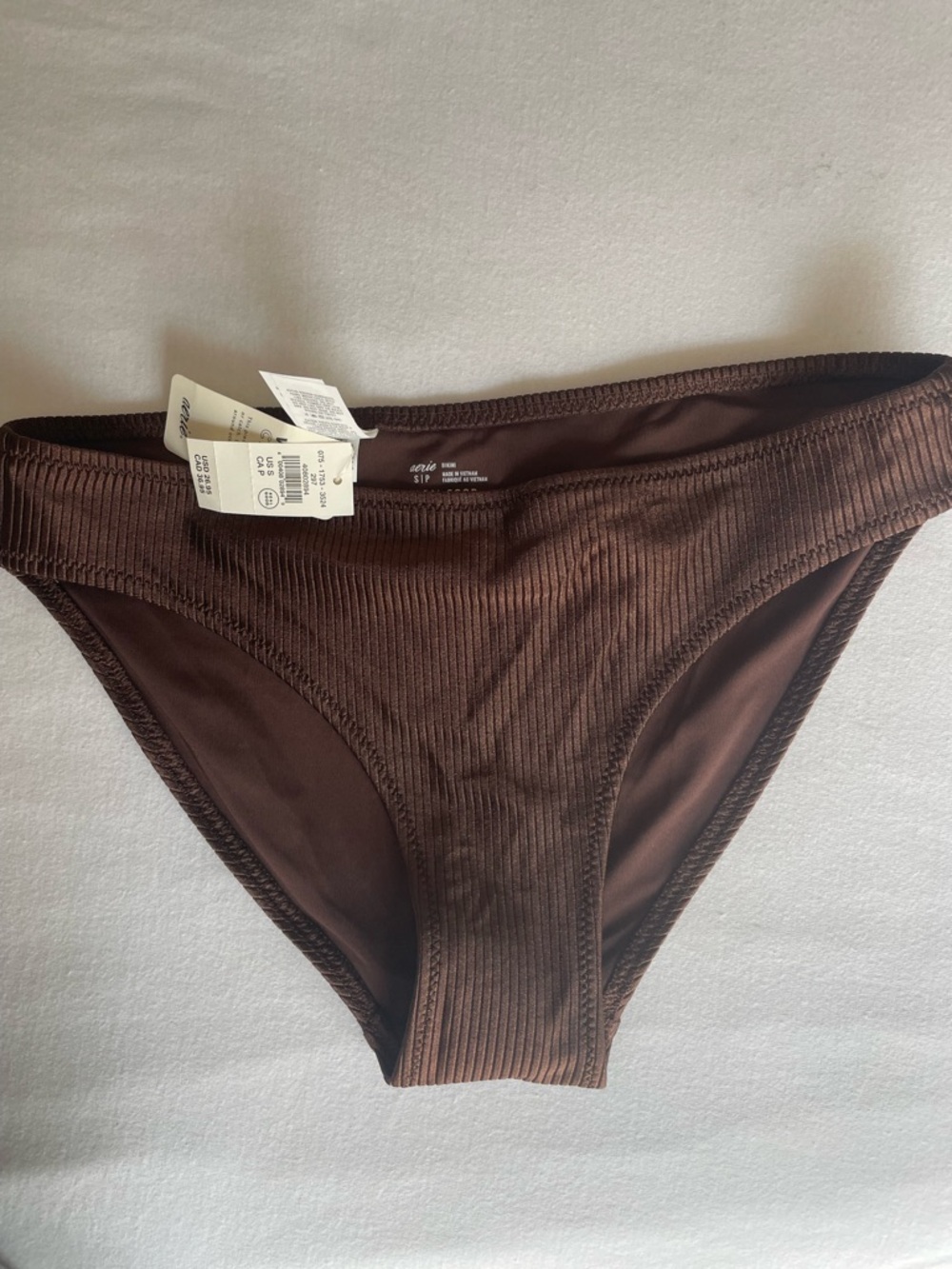 aerie Ribbed Dark Brown Bikini Bottom